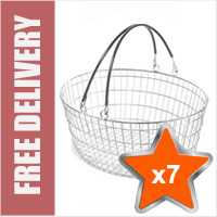 7 x 25 Litre Oval Wire Shopping Basket (Dark Grey Handles)